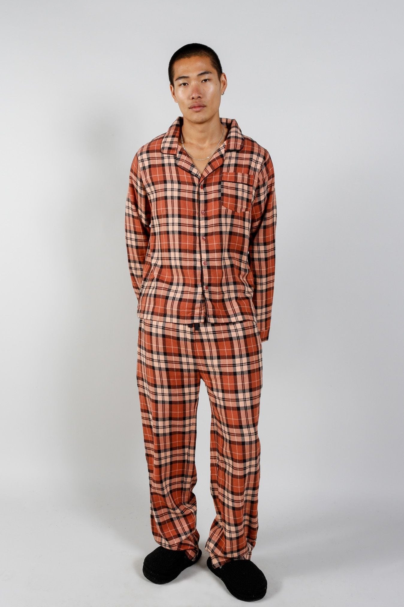 JIM JAM Mens GOTS Organic Cotton Pyjama Set - Clay