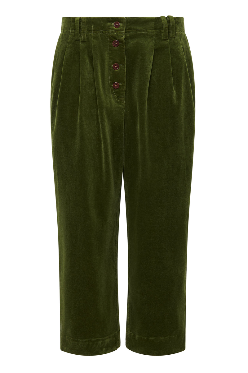 FRISA - Organic Cotton Trouser Pine Green