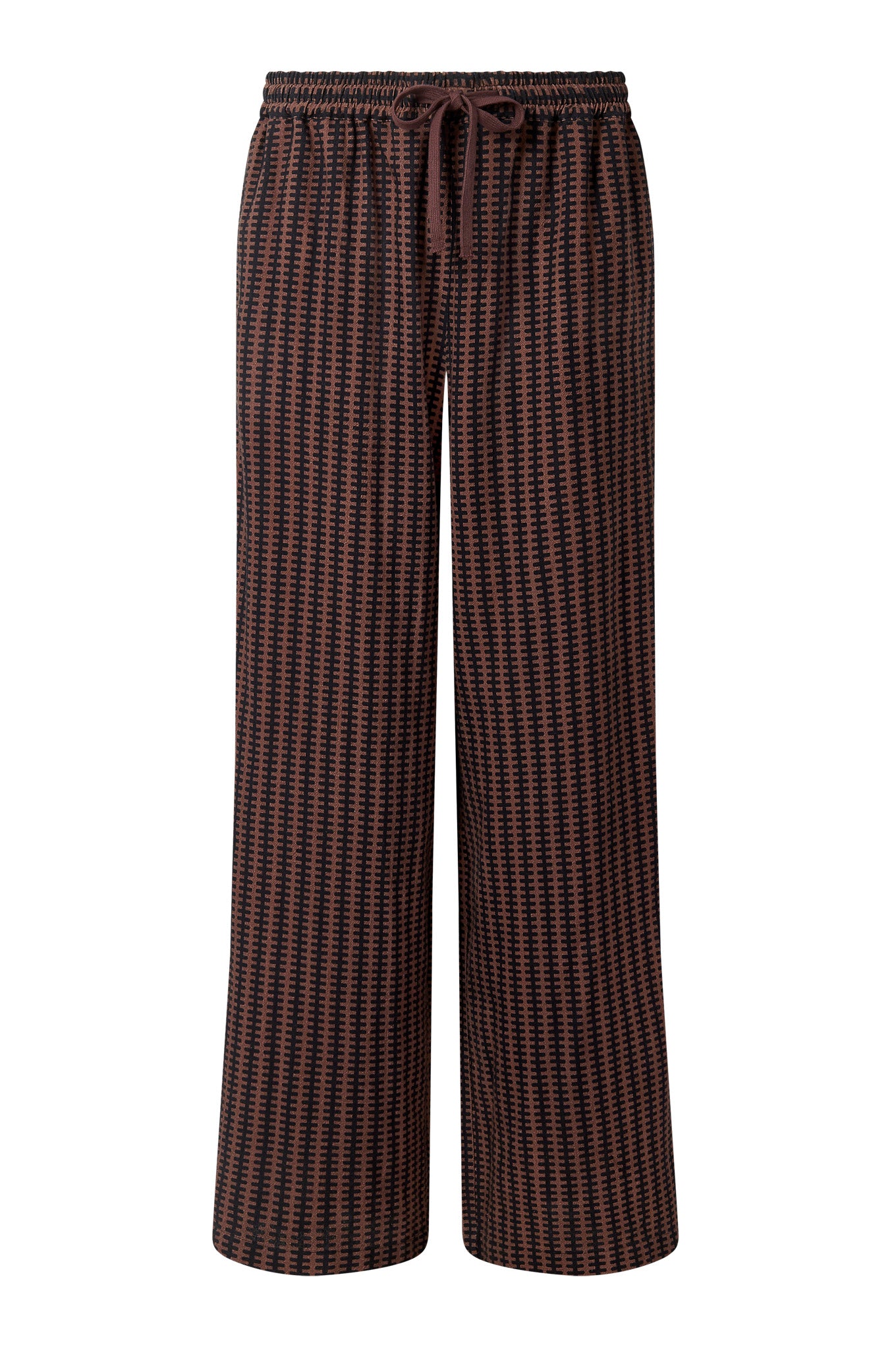 BEACH - Organic Cotton Print Trousers - Brown Stripe