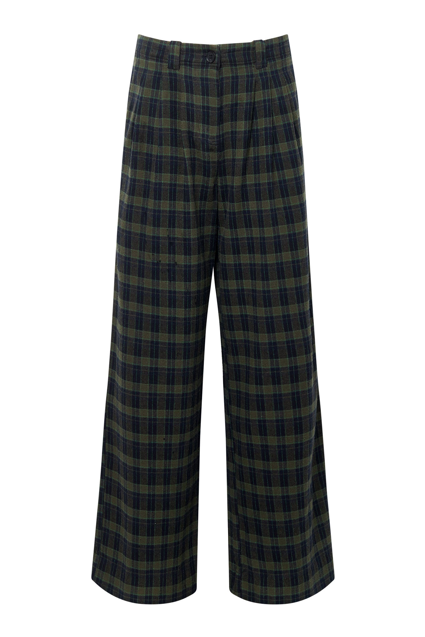 LILY Organic Cotton Flannel Trouser - Navy Check