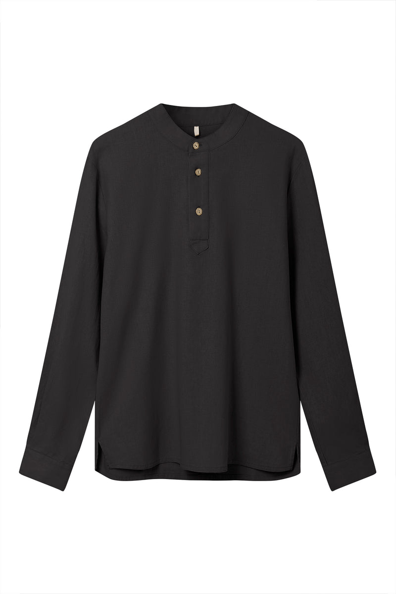 ELIJAH - Organic Linen Cotton Shirt - Black