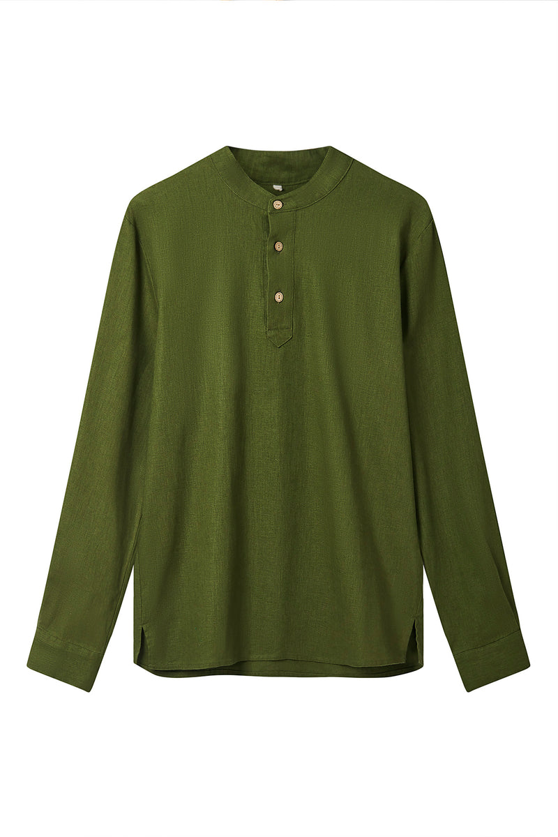 ELIJAH - Organic Linen Cotton Shirt - Khaki