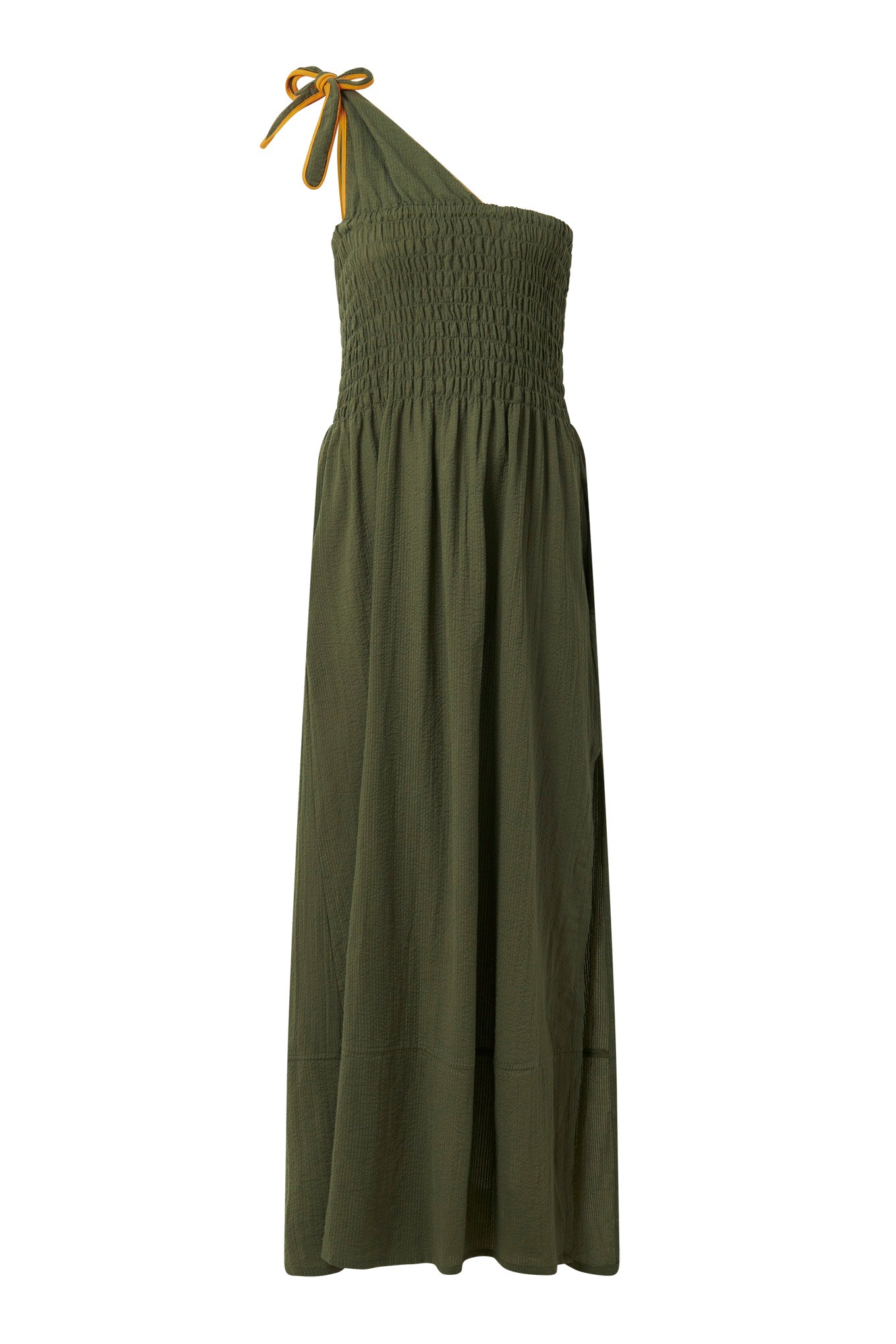 BOMA Organic Cotton Seersucker Dress - Khaki