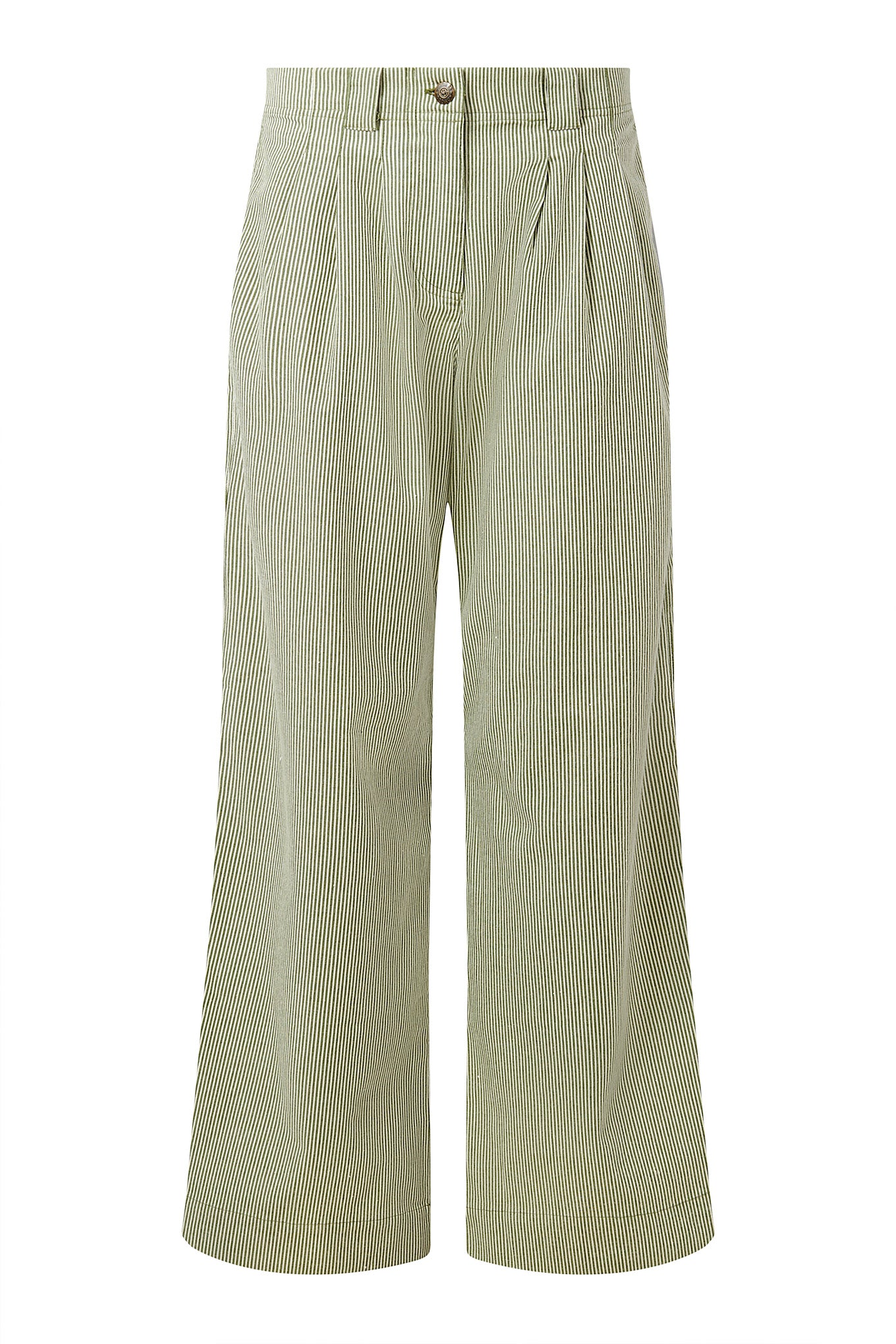 LOLA - Organic Cotton Trousers - Green Stripe