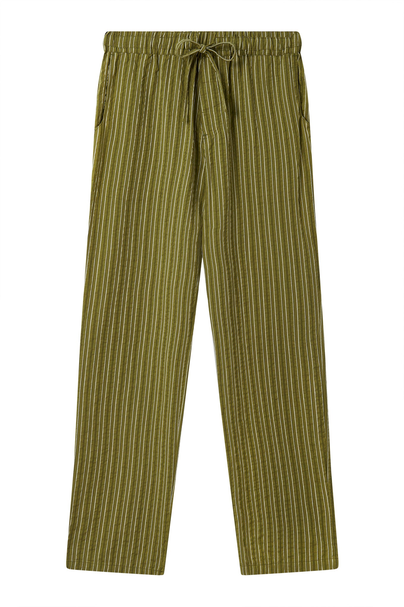 JOSHUA - Organic Cotton Trousers - Green Stripe