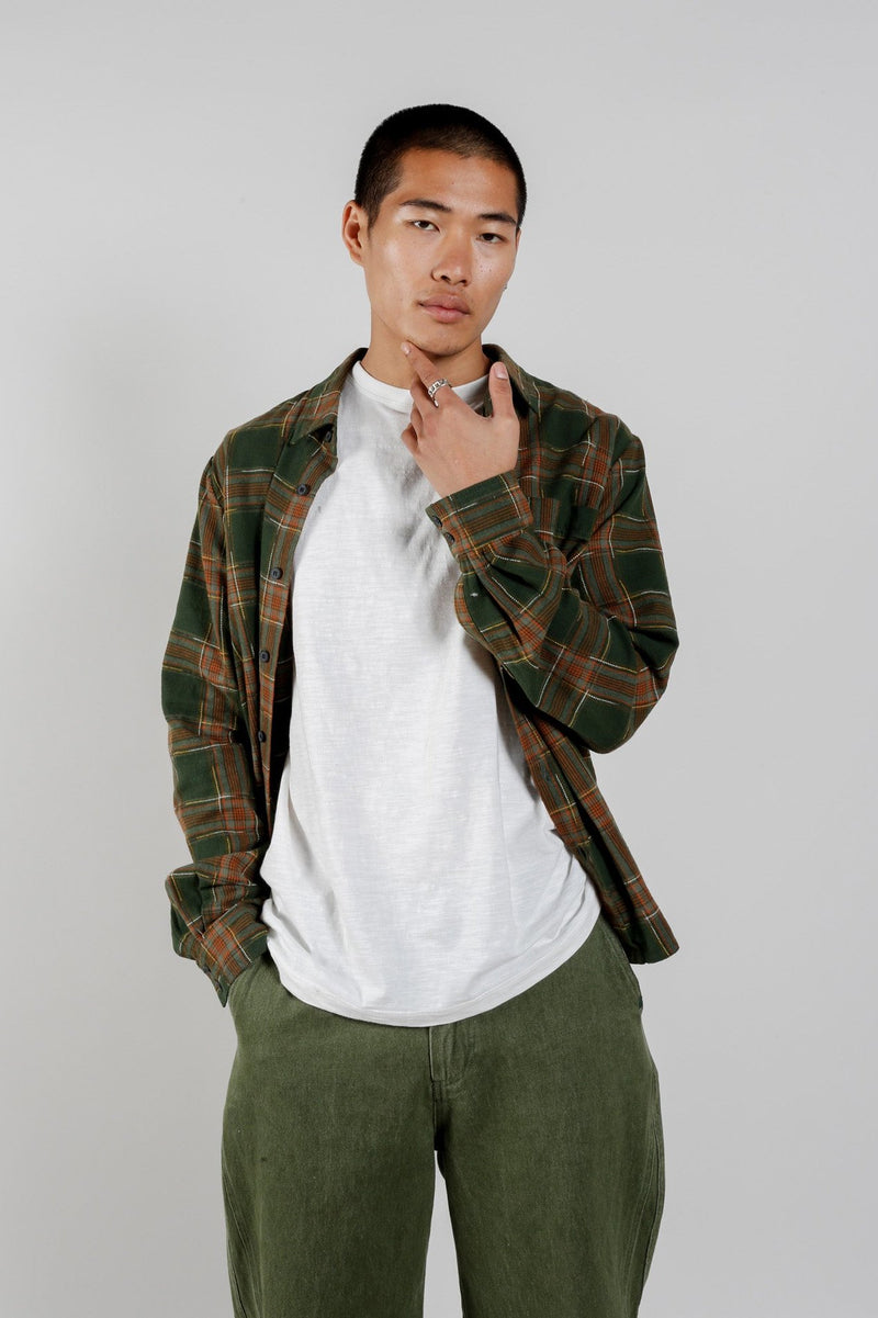 SANTI Organic Cotton Flannel Shirt - Green Check