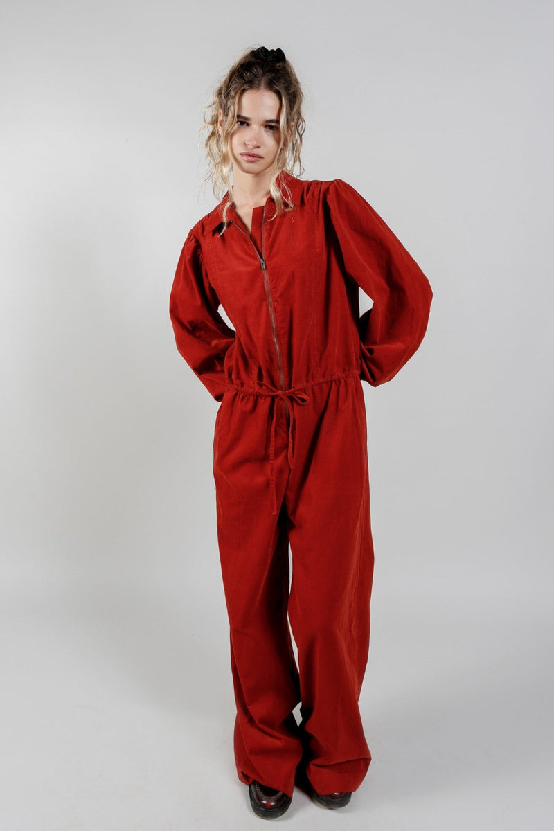 AMRITA Organic Cotton Corduroy Jumpsuit - Terracotta