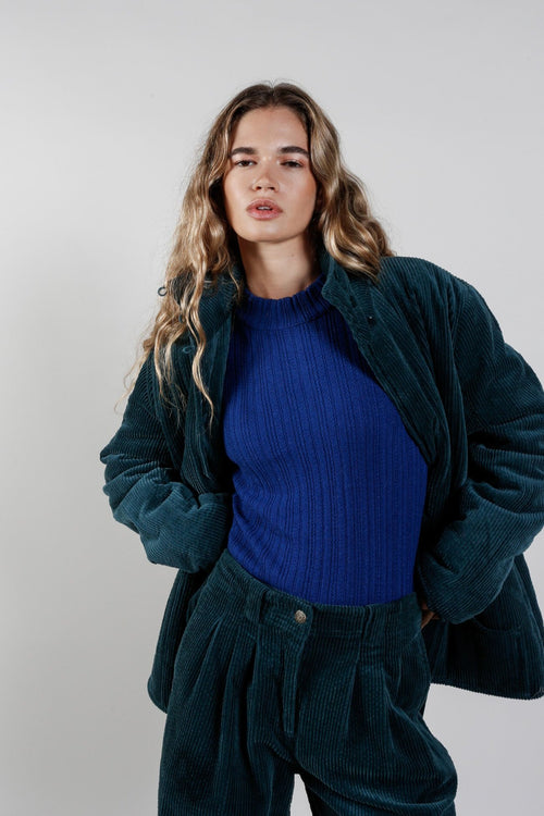 KENEILA Organic Cotton Corduroy Coat - Marine green