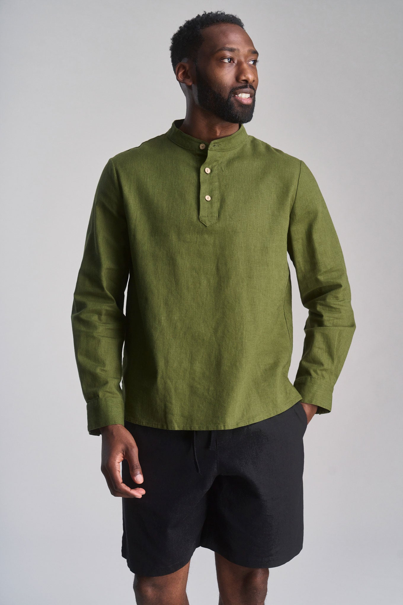 ELIJAH - Organic Linen Cotton Shirt - Khaki