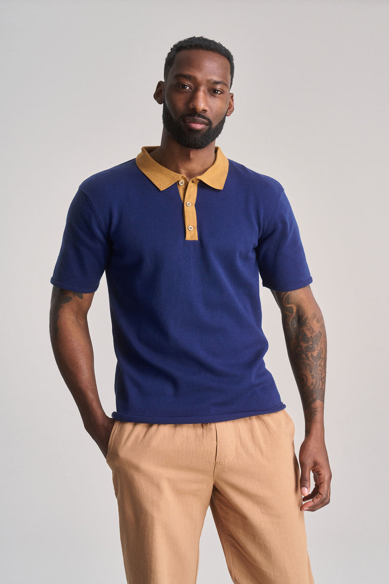 FRANK - Organic Cotton Knit Polo - Navy