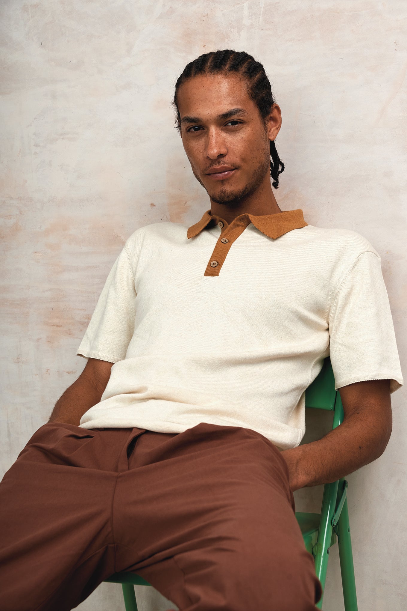 FRANK - Organic Cotton Knit Polo - Sand