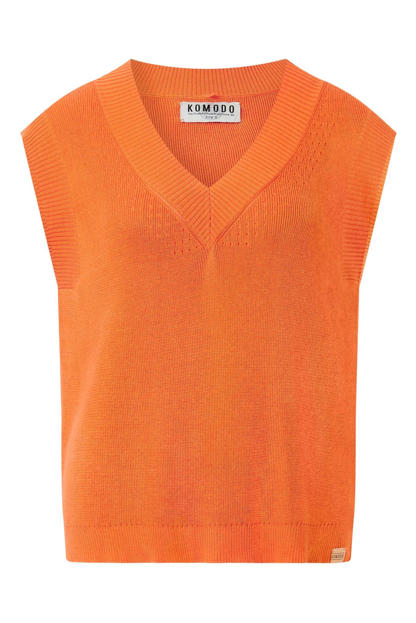 SANDER - Cotton Tencel Vest - Orange