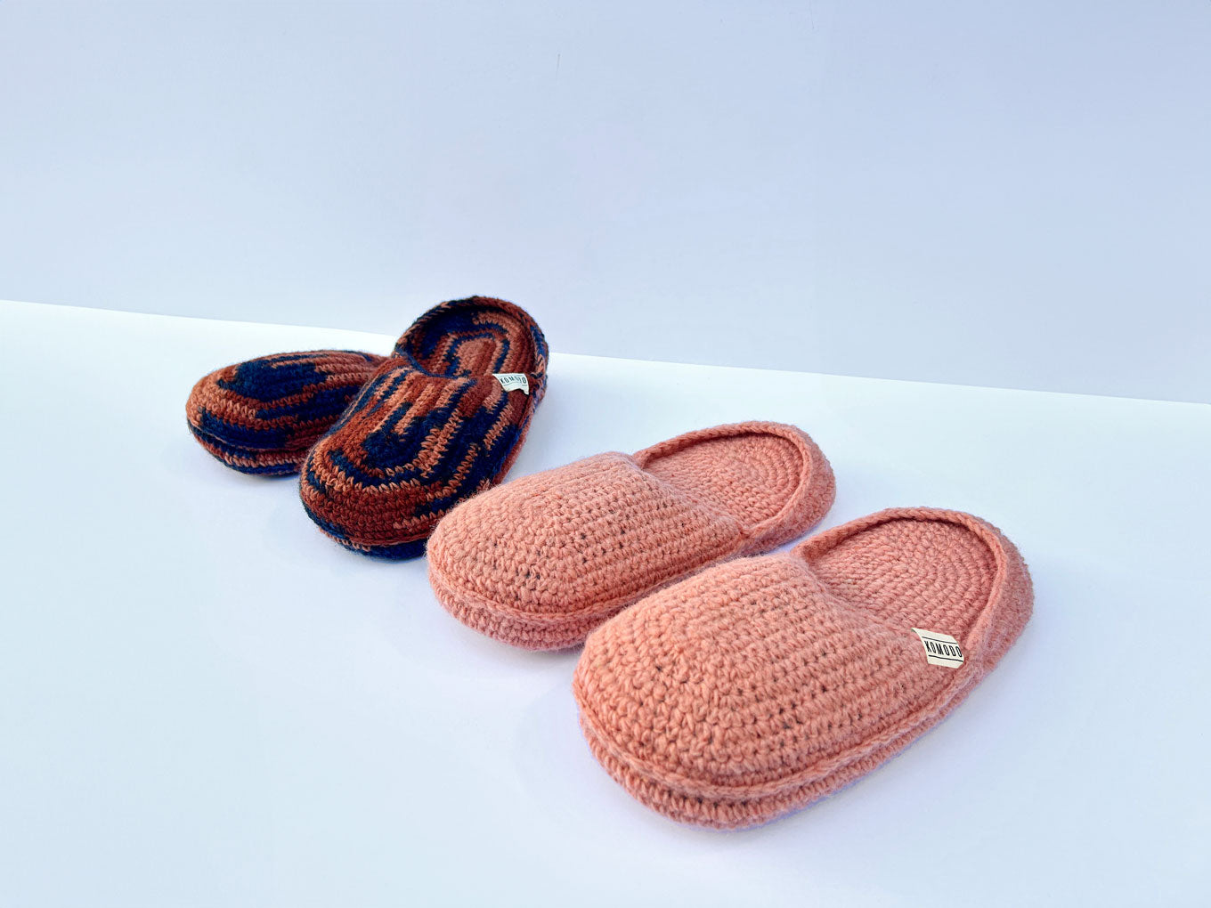 Wool Terracotta space dye pattern.Slippers hand made unisex gift