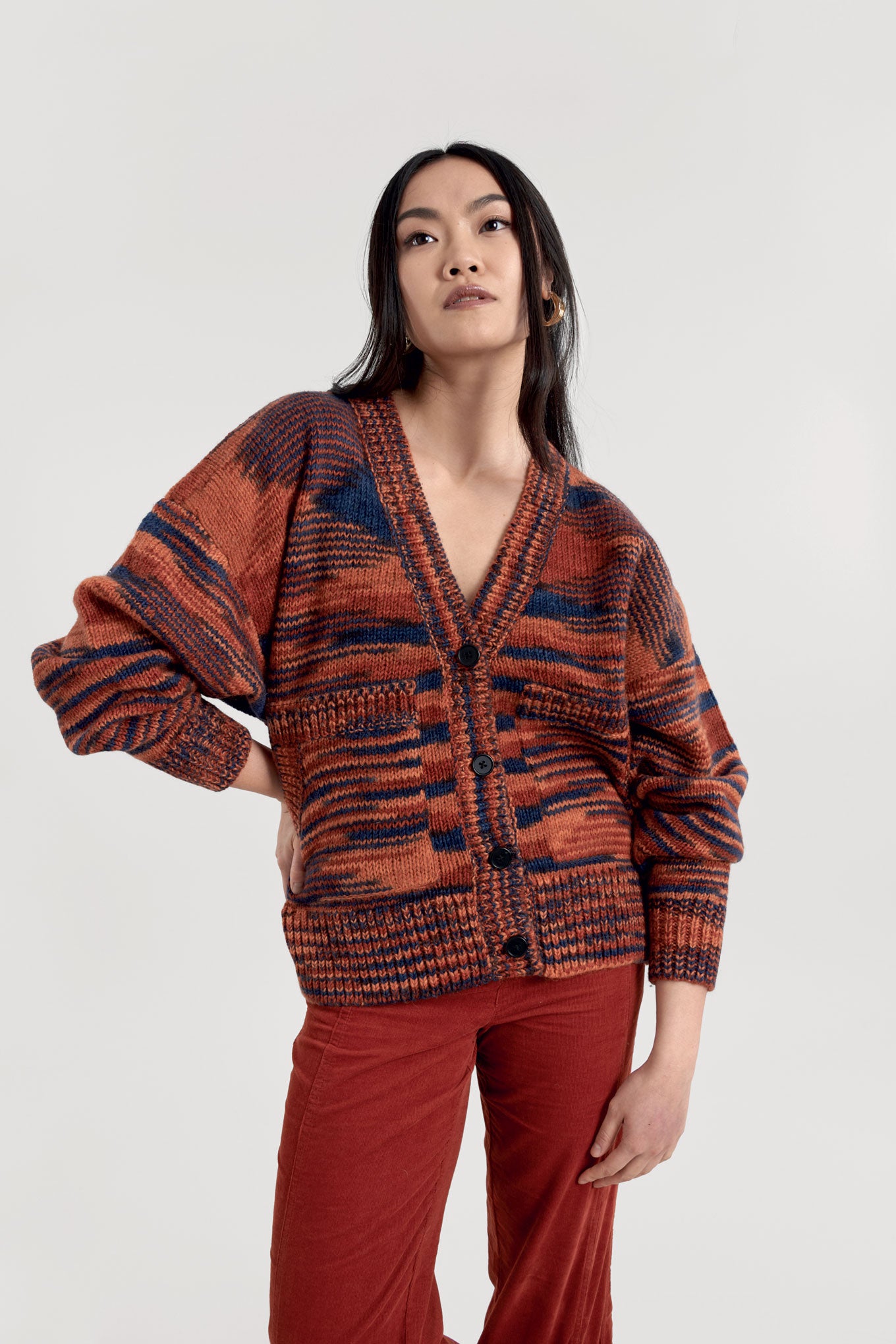 HOPE Handknit Wool Cardigan - Terracotta