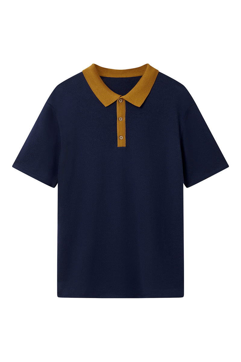 FRANK - Organic Cotton Knit Polo - Navy