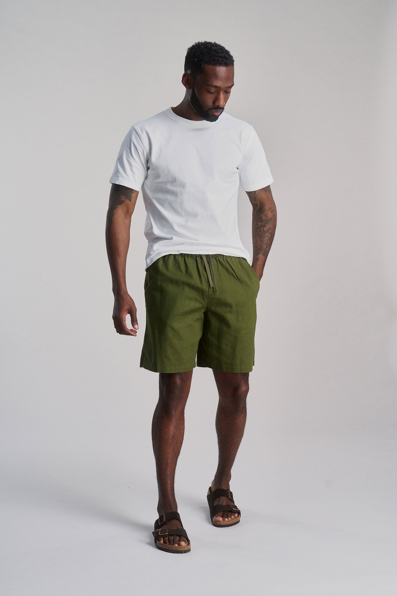 JERRY - Organic Linen Cotton Shorts - Khaki