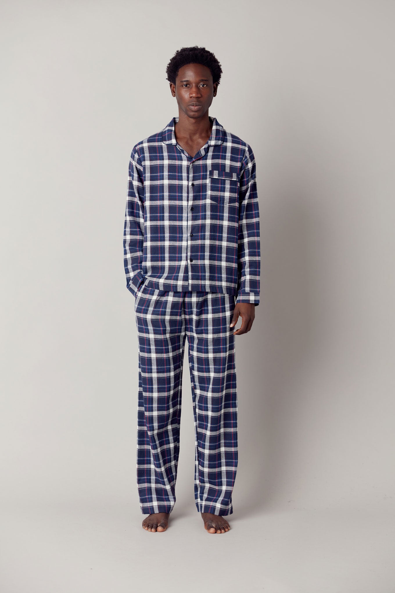 JIM JAM Mens GOTS Organic Cotton Pyjama Set - Dark Navy