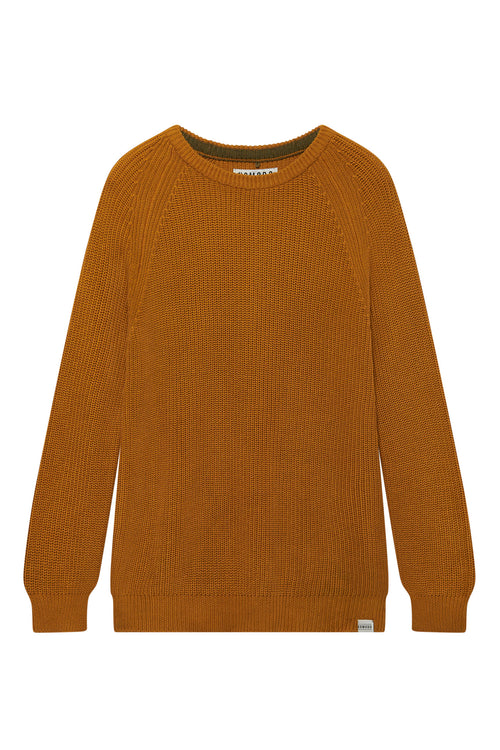 Mens Mustard yellow organic cotton jumper. Crew neck, chunky waffle knit , vegan.