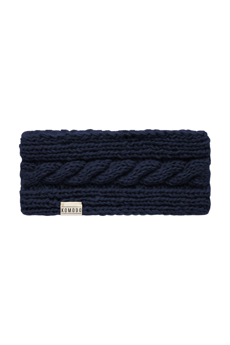 Wool Navy coloured with Komodo logo .Headband hand made unisex gift