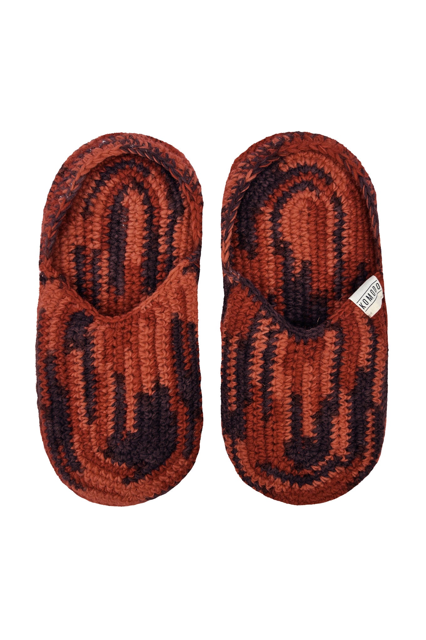 Wool Terracotta space dye pattern.Slippers hand made unisex gift