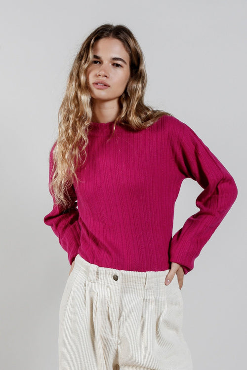 LUCKY Wool Blend Jumper - Fuschia