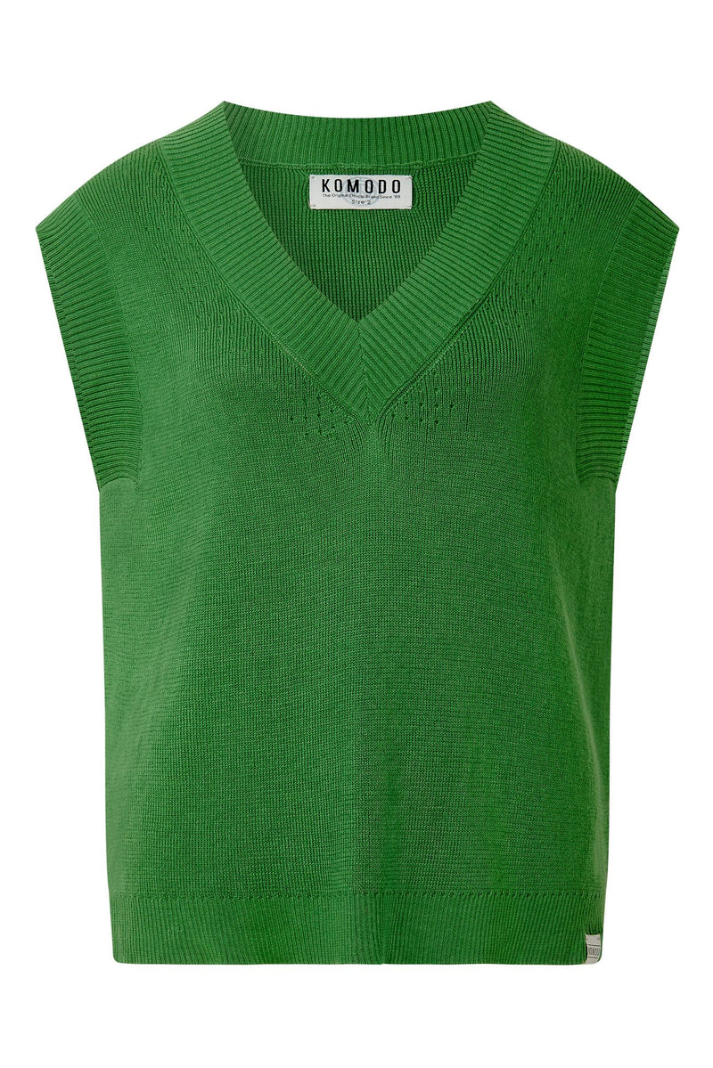 SANDER - Cotton Tencel Vest - Jungle Green