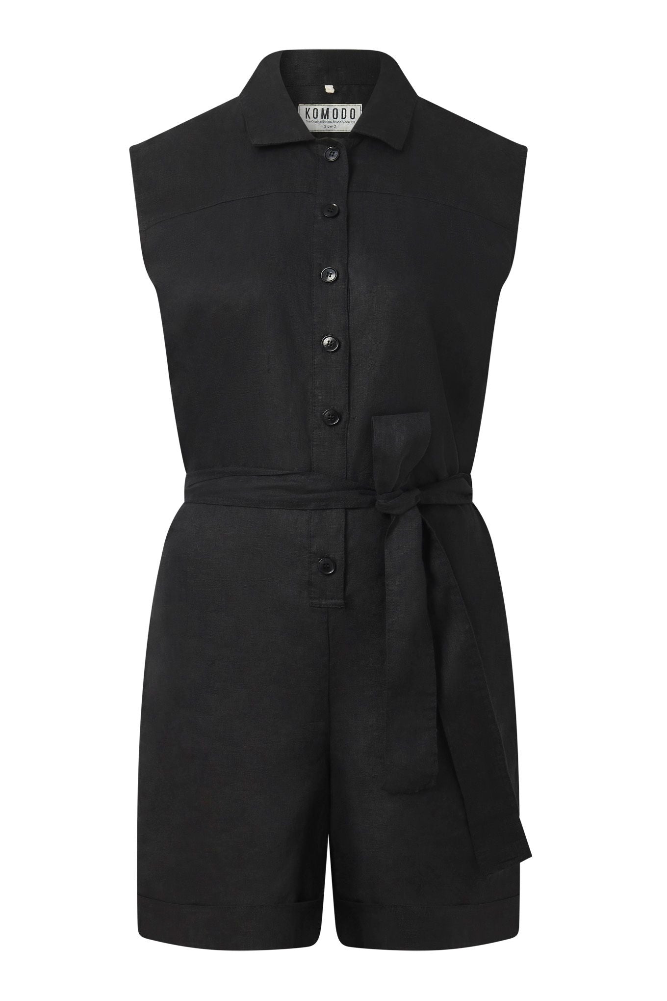 SIENNA - Organic Linen Cotton Playsuit - Black