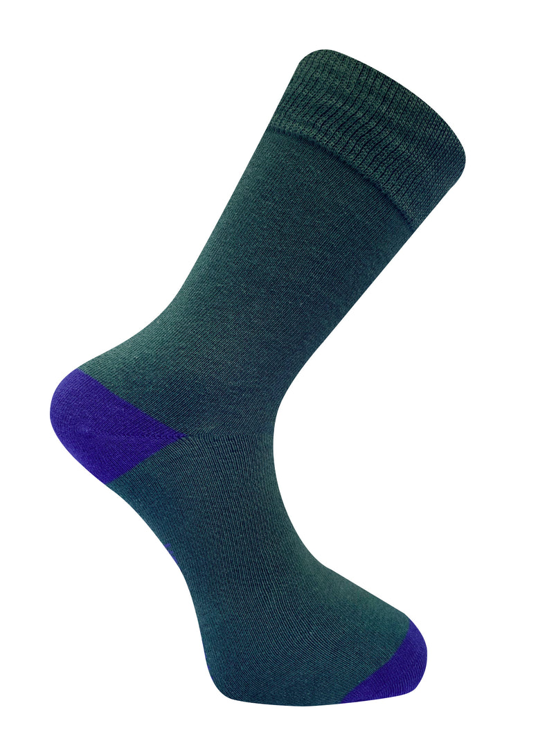 Unisex GOTS organic cotton socks. two tone green colour.