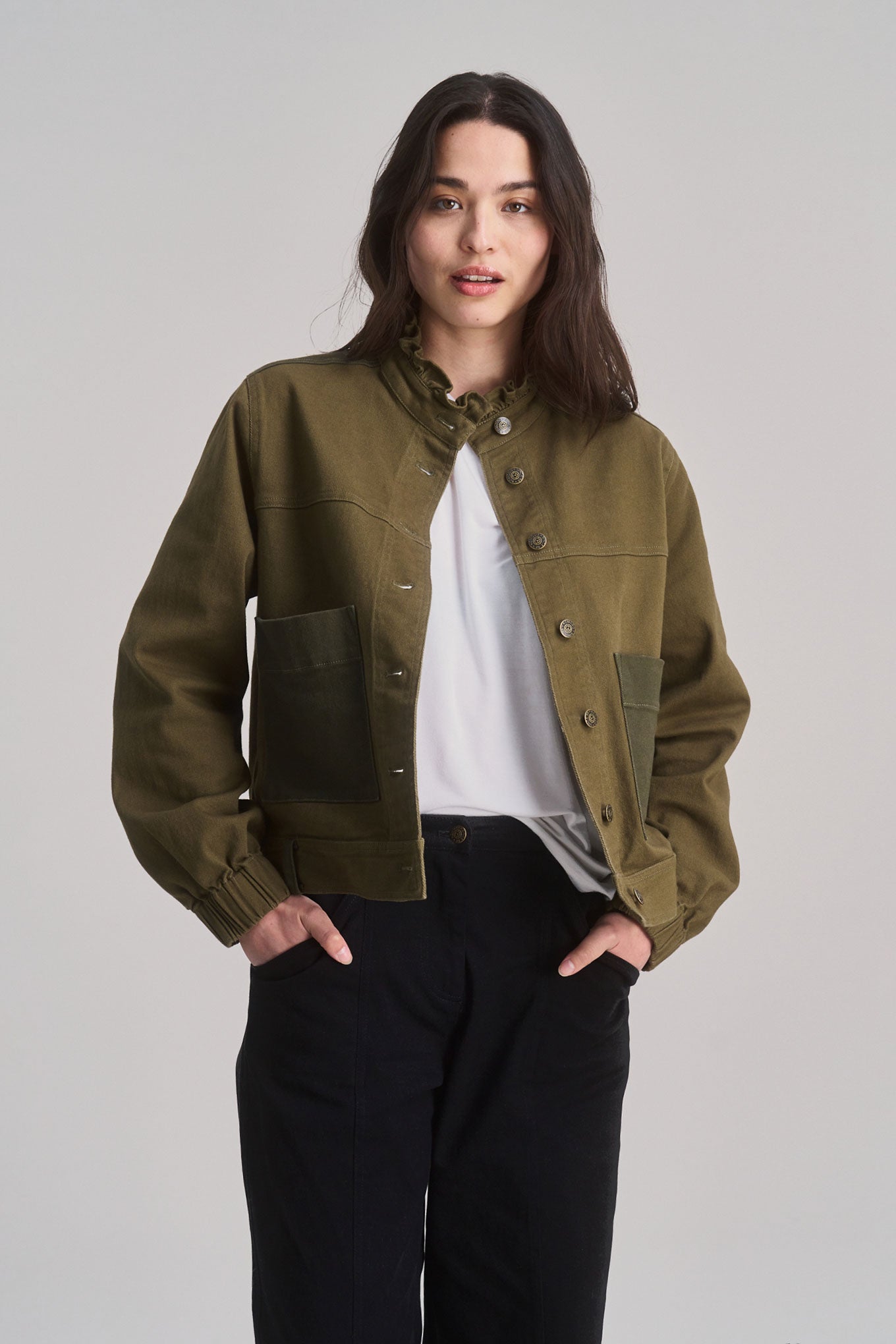 RUFFLE - Organic Cotton Jacket - Dark Green