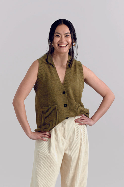 SATOSHI Wool Vest - Green