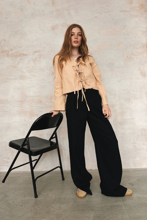 LION Organic Linen Trousers - Black