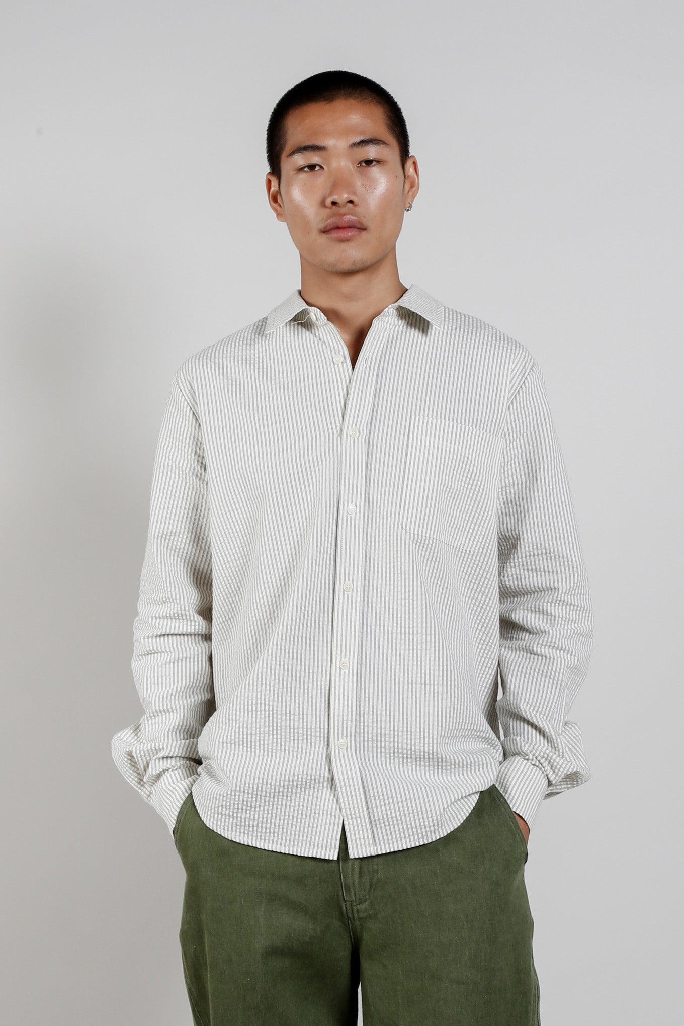 SPECTRE Organic Cotton Shirt - Ivory Pinstripe