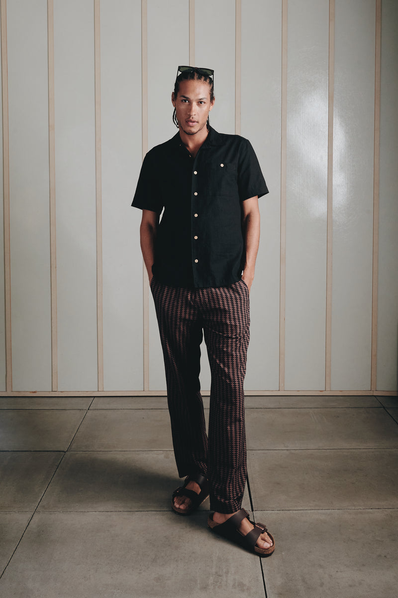 JOSHUA - Organic Cotton Trouser - Brown Stripe