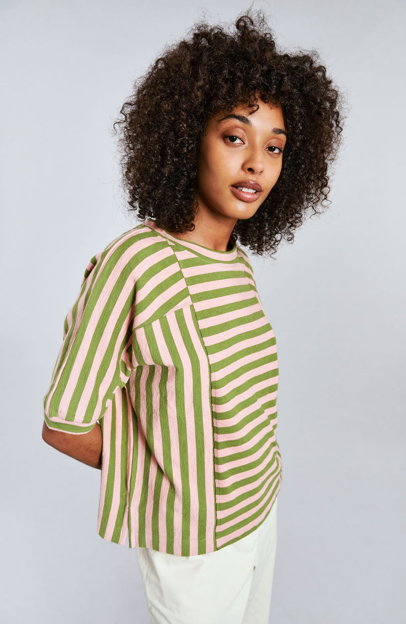 JUNIPER - Organic Cotton Top Pink Stripe