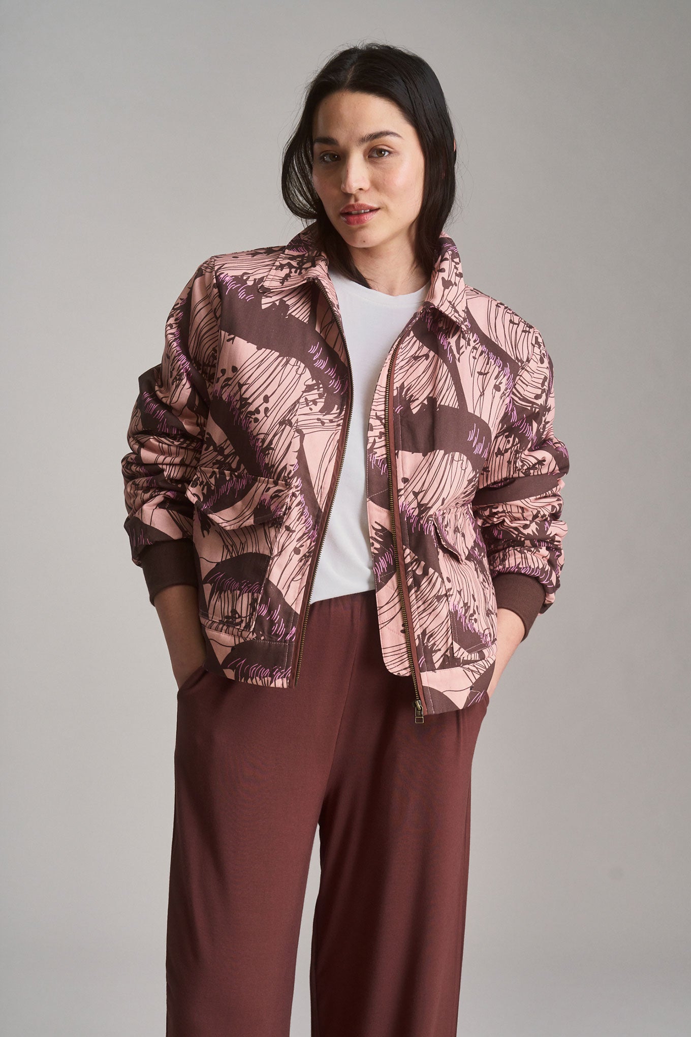 VIVI - Organic Cotton Bomber Solid - Pink Wave