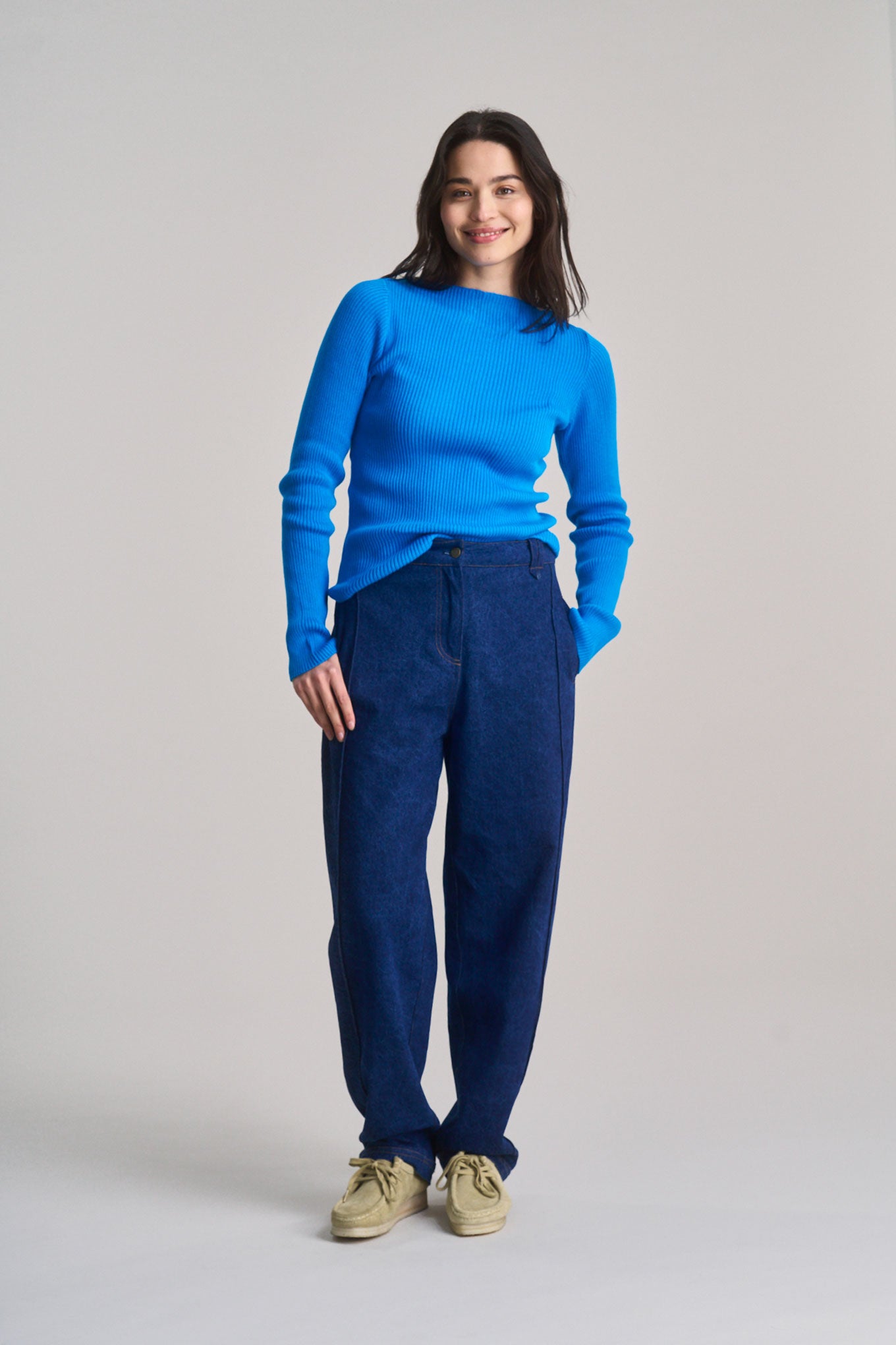 WASABI - Organic Cotton Rib Jumper - French Blue