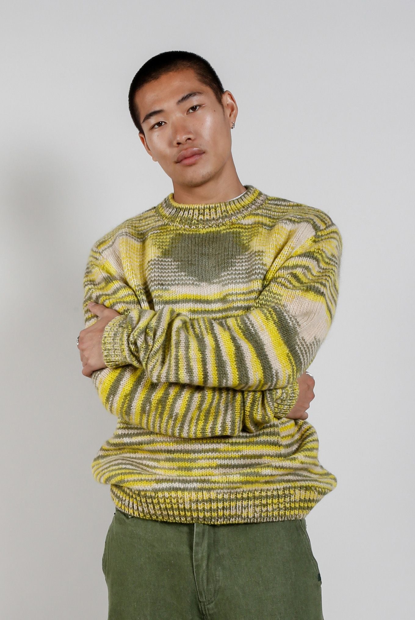 TEMURA Handknit Wool Jumper - Green