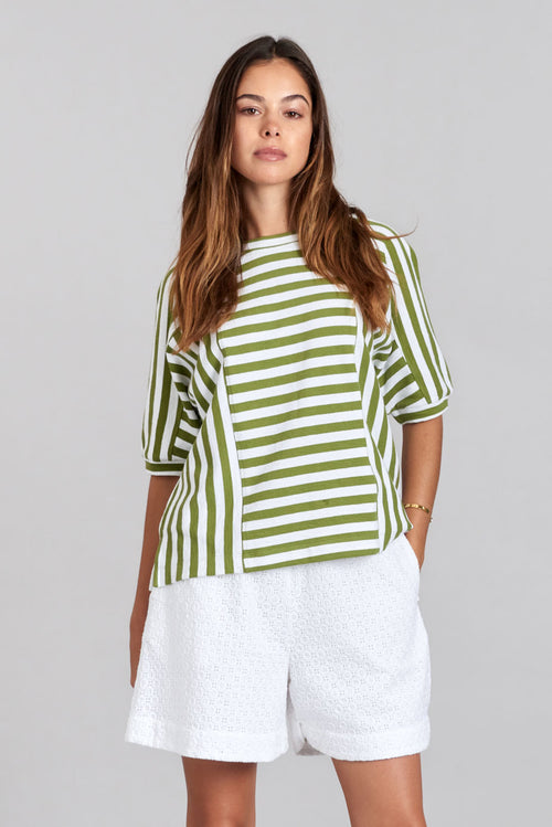 JUNIPER - Organic Cotton Top Green Stripe