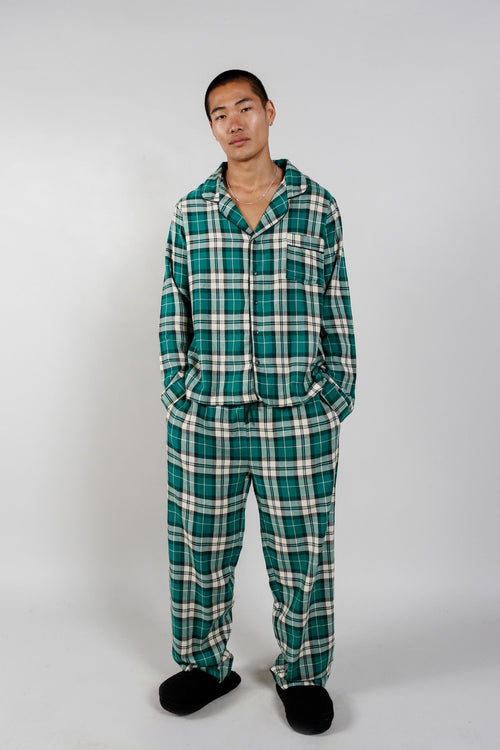 JIM JAM Mens GOTS Organic Cotton Pyjama Set - Green