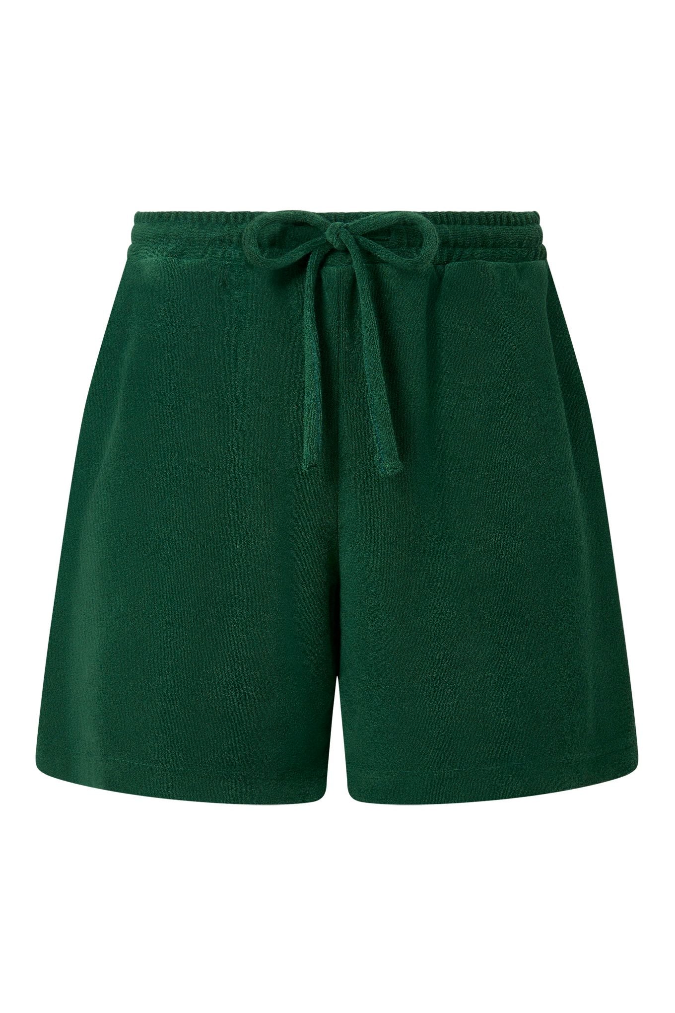 LEAH - Organic Cotton Blend Terry Towelling Shorts - Jungle Green