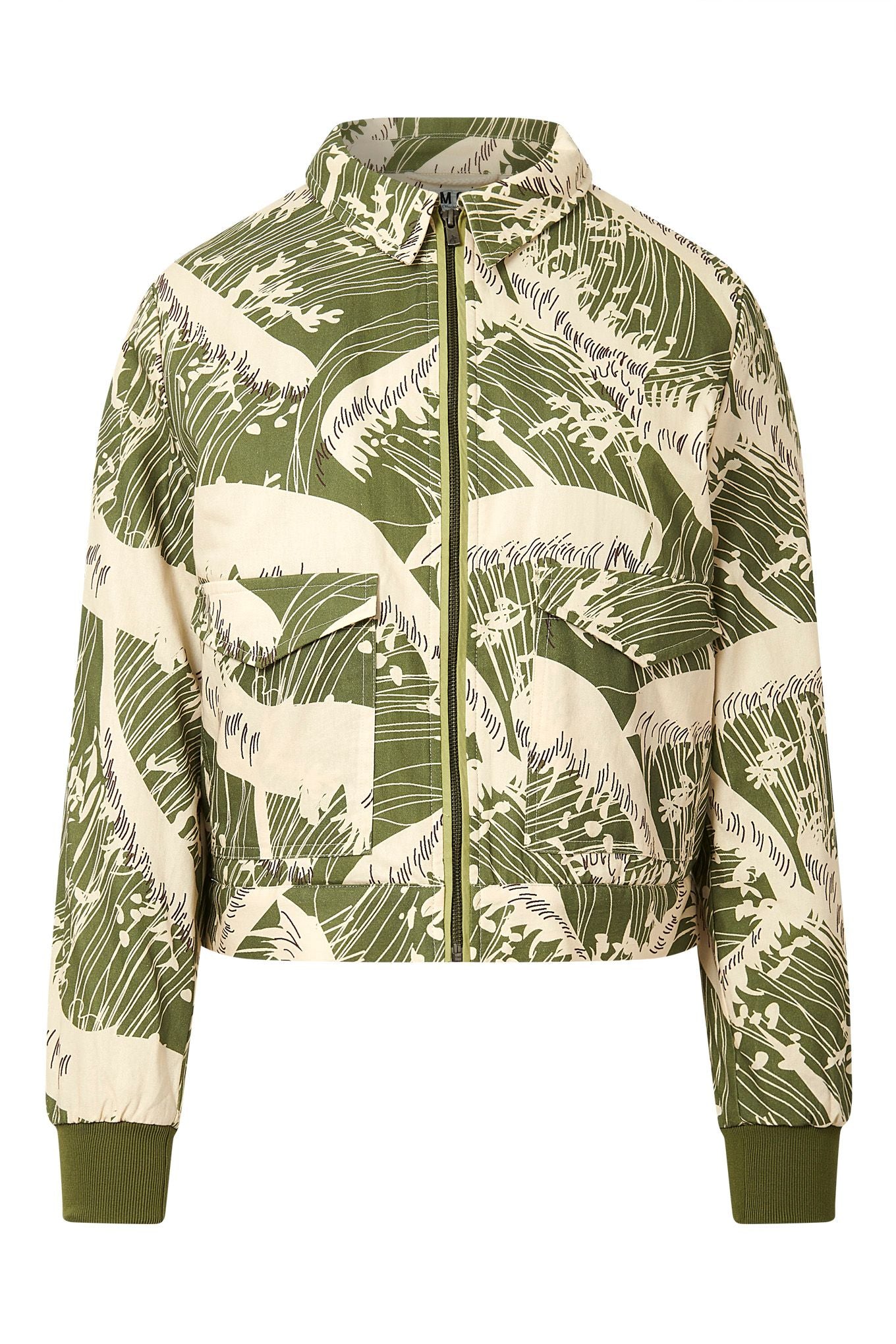 VIVI - Organic Cotton Bomber Print - Green Wave