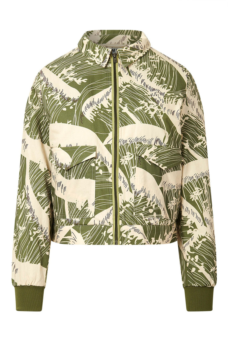 VIVI - Organic Cotton Bomber Print - Green Wave