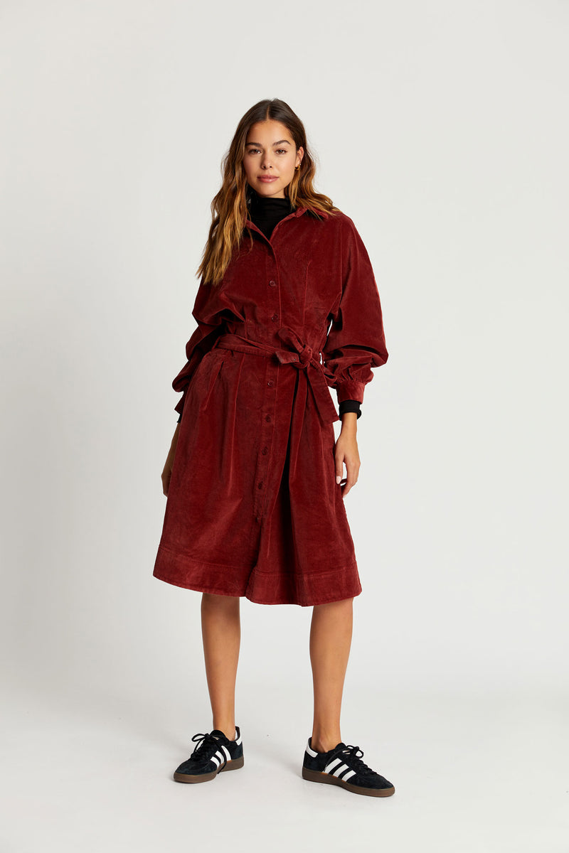 ITO - Organic Cotton Cord Dress Cherry