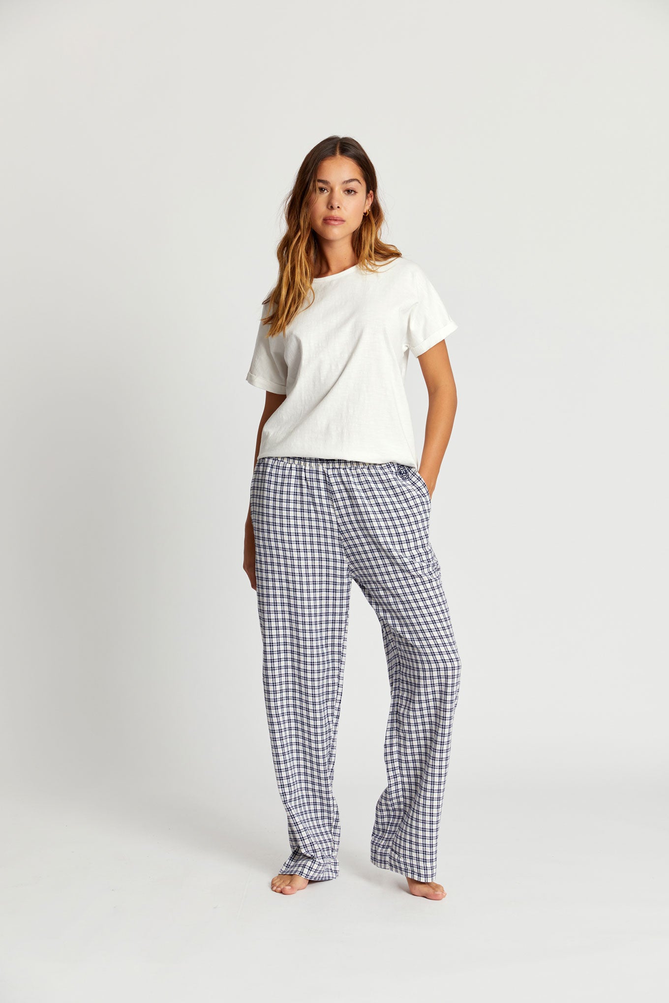 JIM JAM Womens Organic Cotton Pyjama Bottoms White - Komodo Fashion