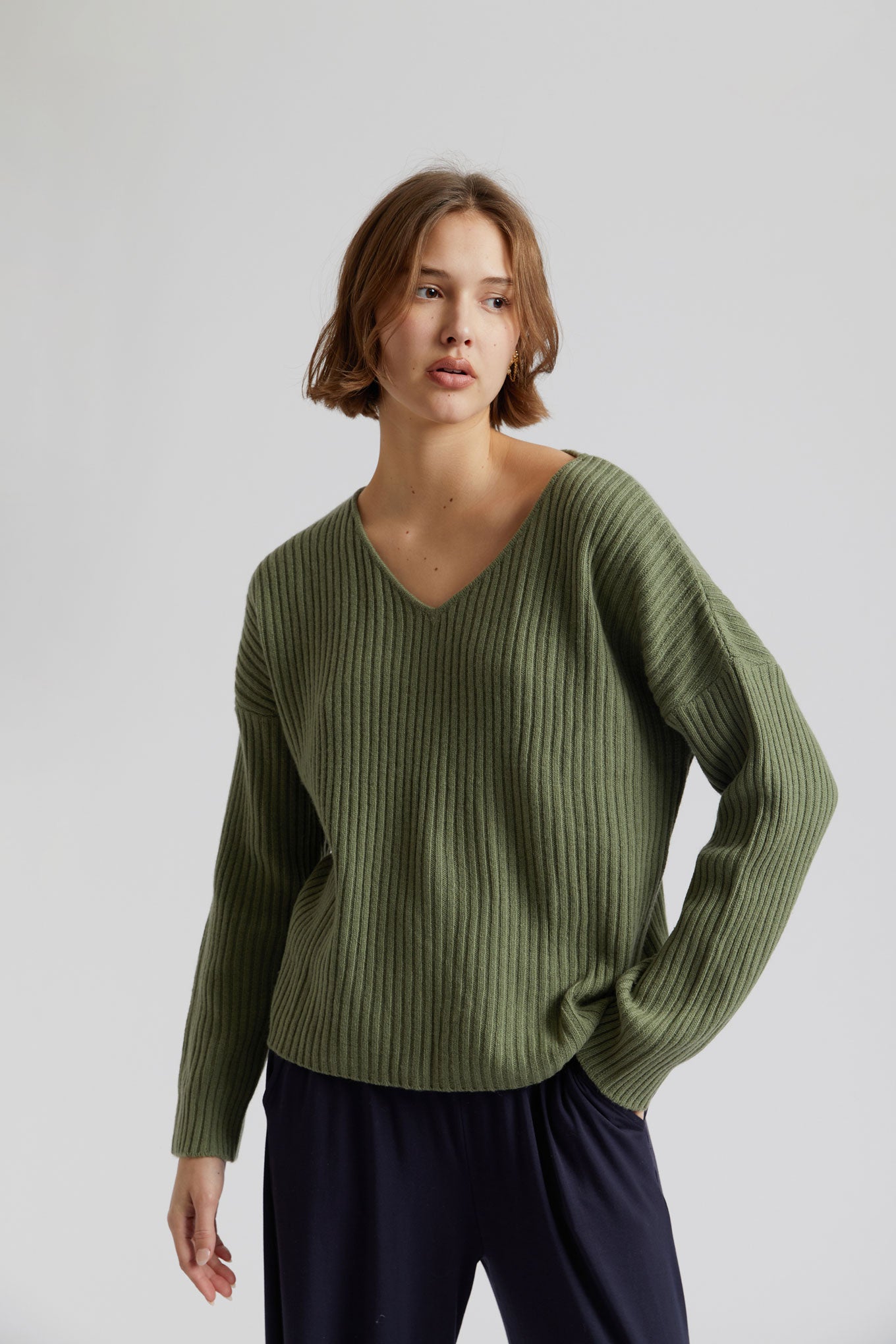 Olive green 2025 cashmere sweater