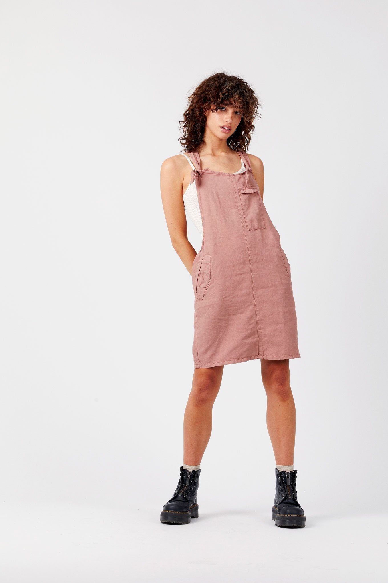 Pink dungaree 2024 dress womens