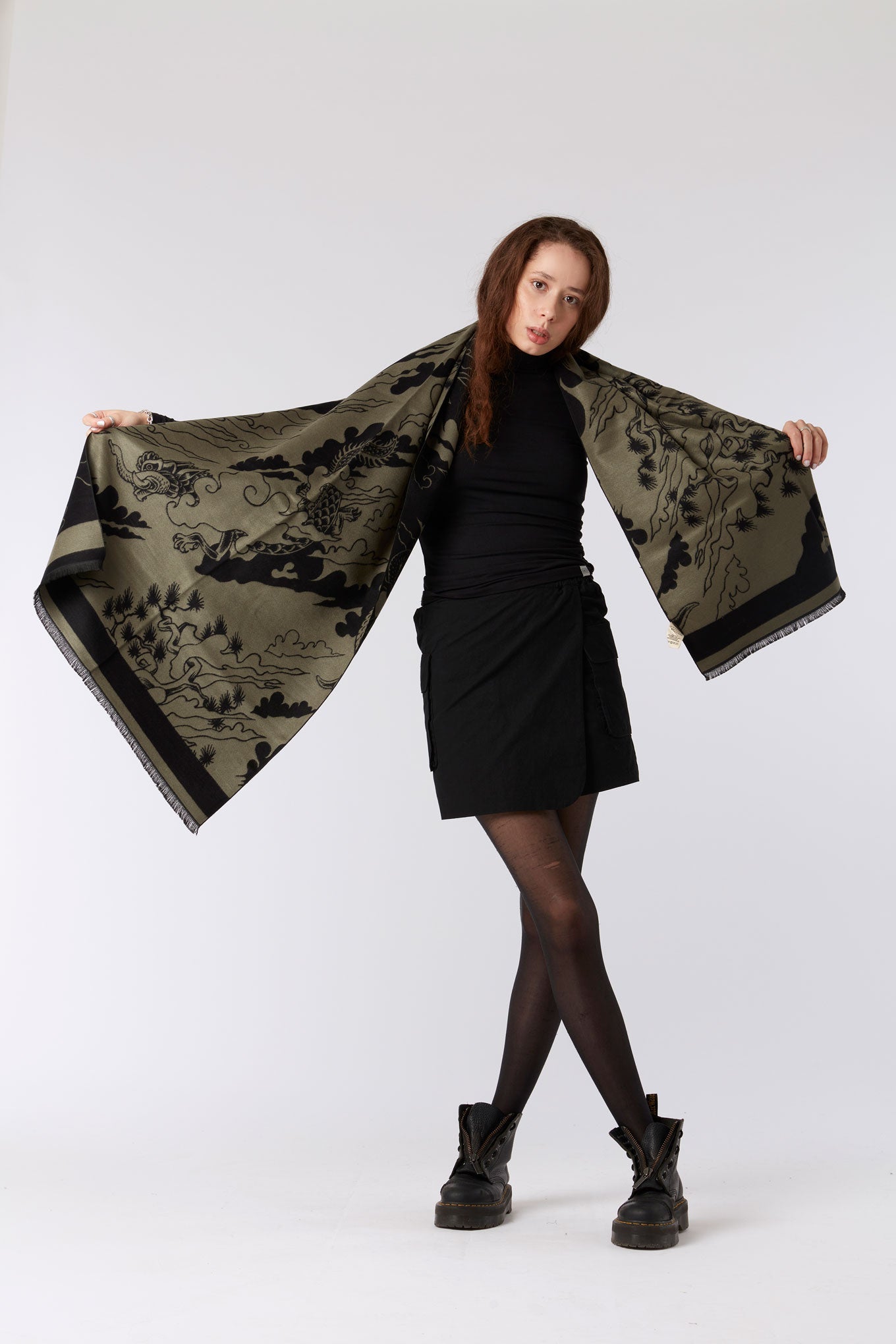 Scarf - DRAGON SKY Rayon Shawl Moss