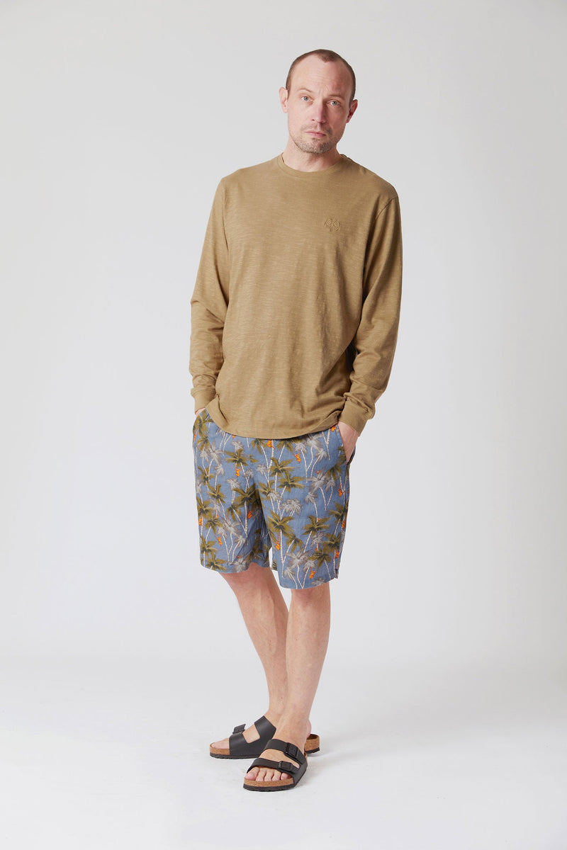 Trousers - JERRY- Organic Linen Shorts China Blue